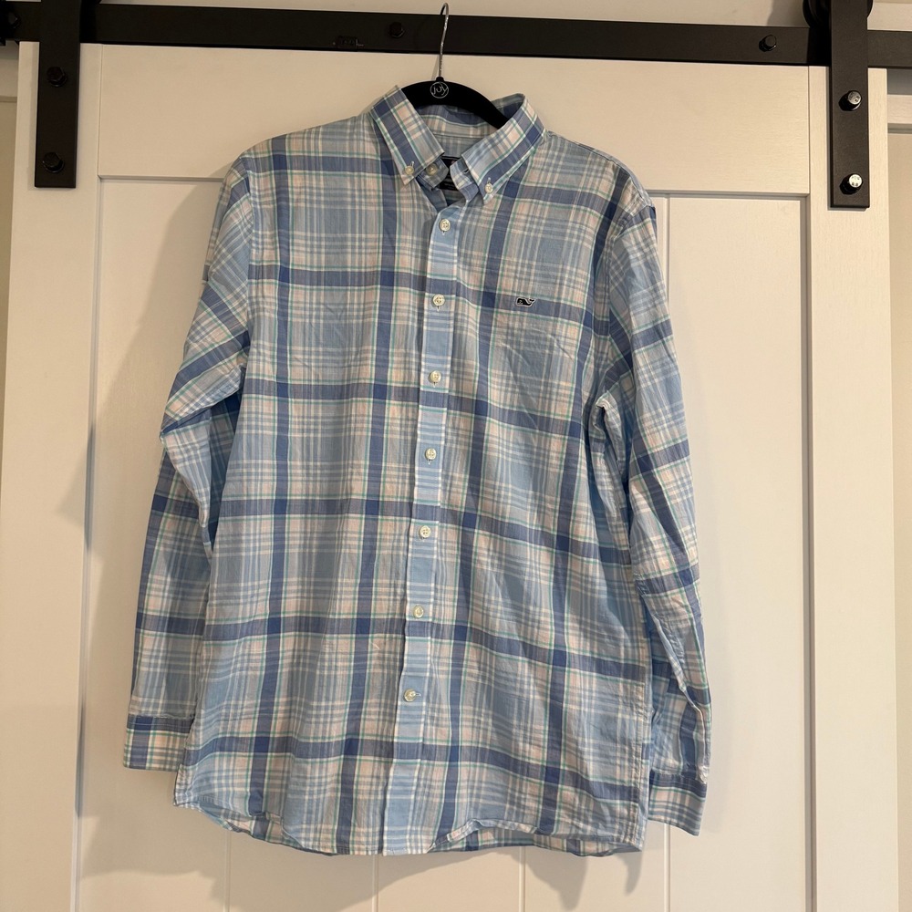 VINEYARD VINES Boys‎ Blue Plaid Button Down Size XL